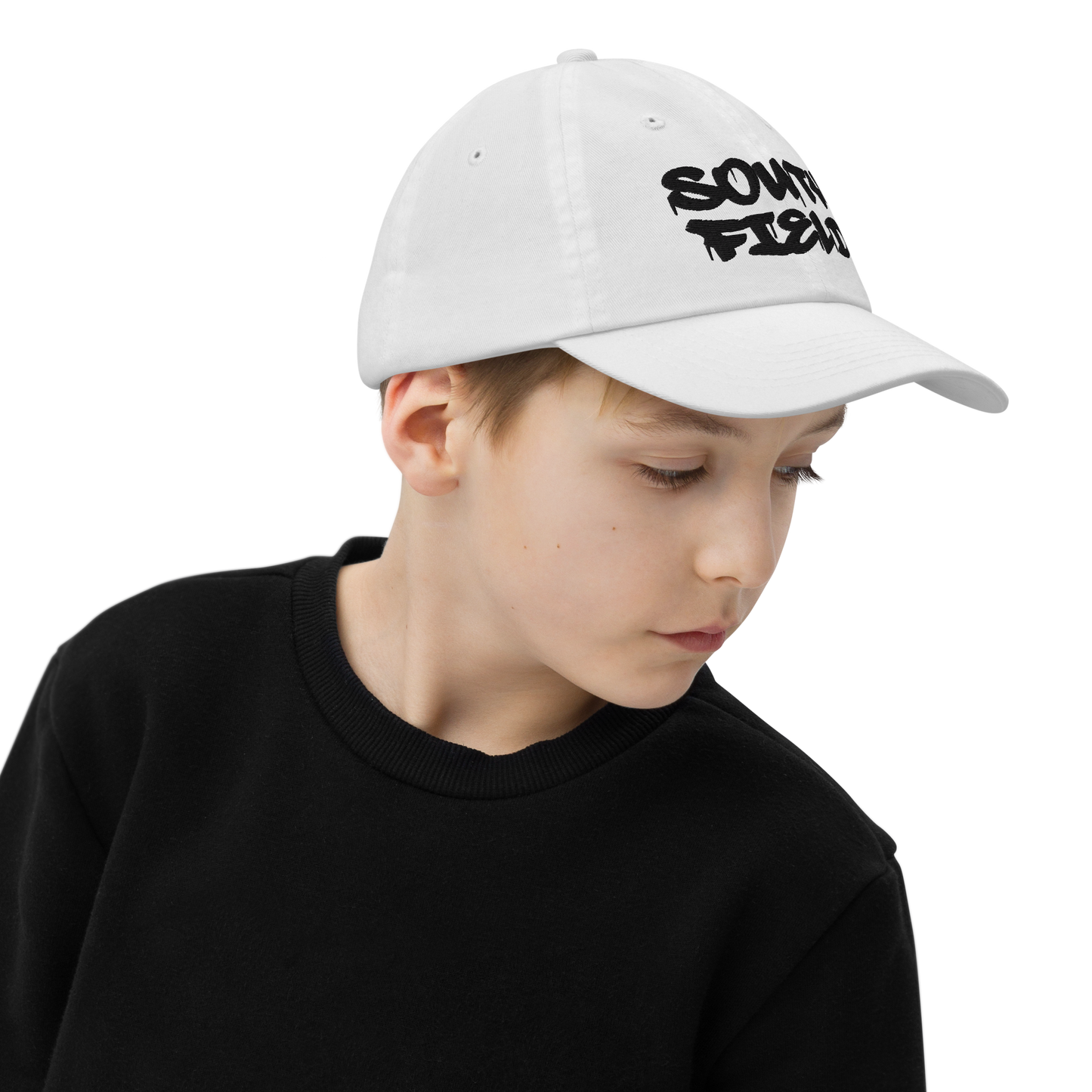 'Southfield' Youth Baseball Cap | White/Black Embroidery