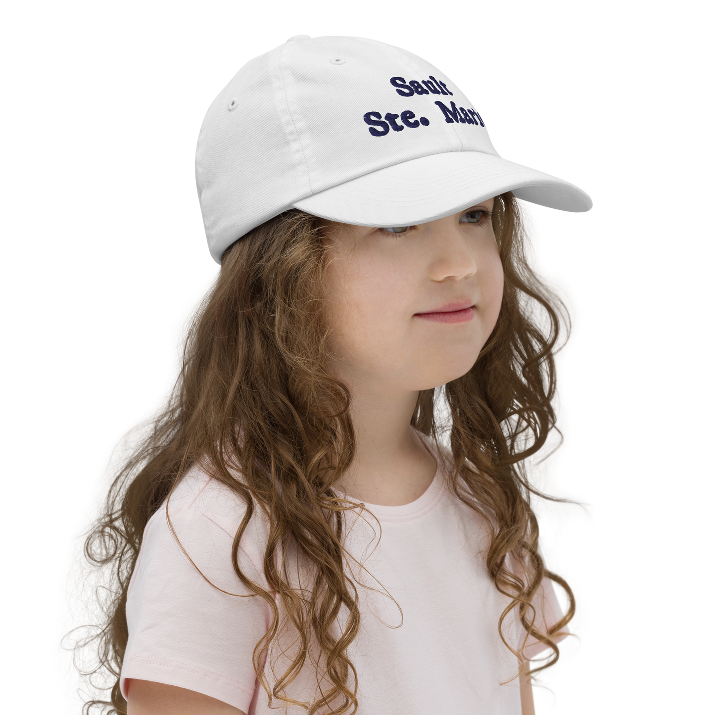 'Sault Ste. Marie' Youth Baseball Cap | White/Navy Embroidery