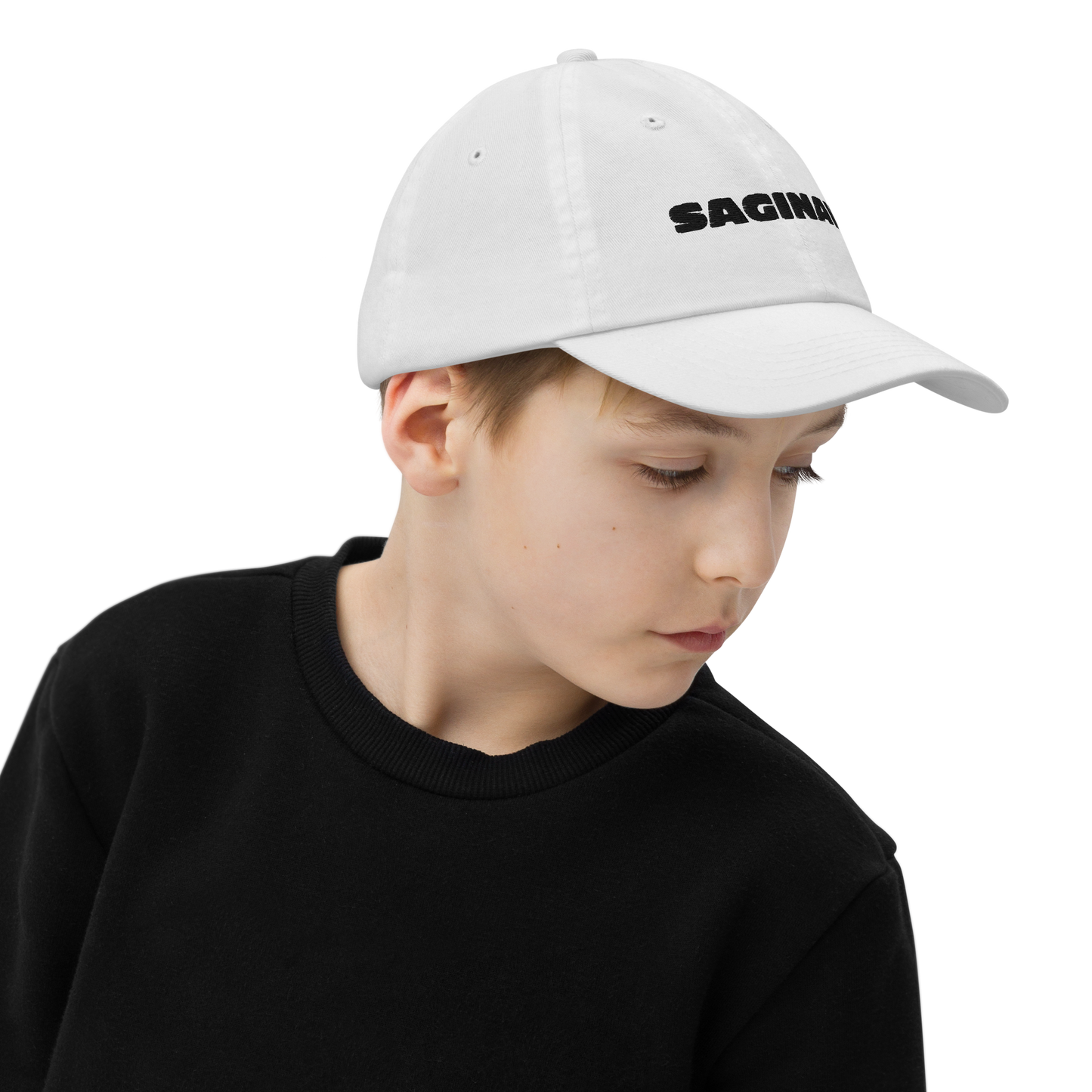 'Saginaw' Youth Baseball Cap | White/Navy Embroidery