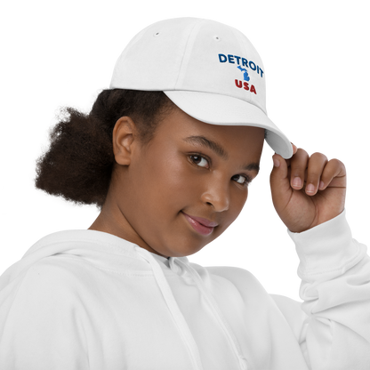 'Detroit USA' Youth Baseball Cap (w/ Michigan Outline)