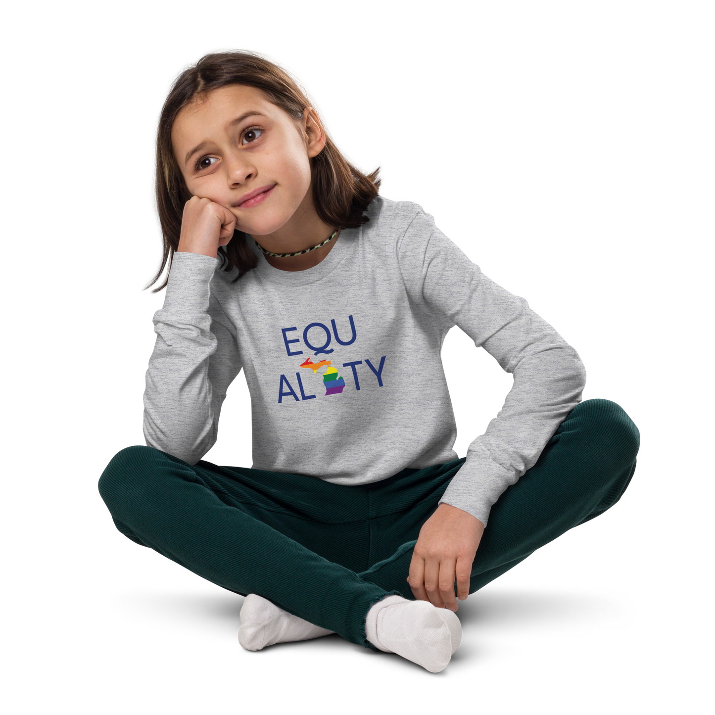 Michigan 'Equality' T-Shirt (LGBTQ Pride Colors) | Unisex Youth Long Sleeve