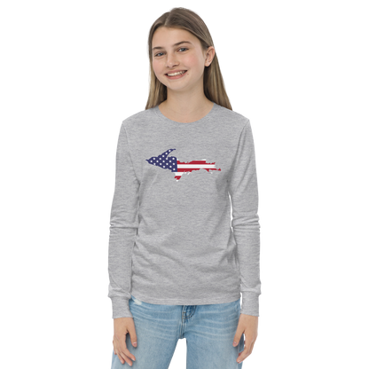 Michigan Upper Peninsula T-Shirt (w/ UP USA Long Sleeve) | Youth Long Sleeve