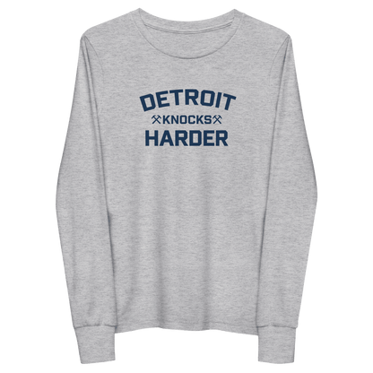 'Detroit Knocks Harder' T-Shirt | Unisex Youth Long Sleeve - Circumspice Michigan