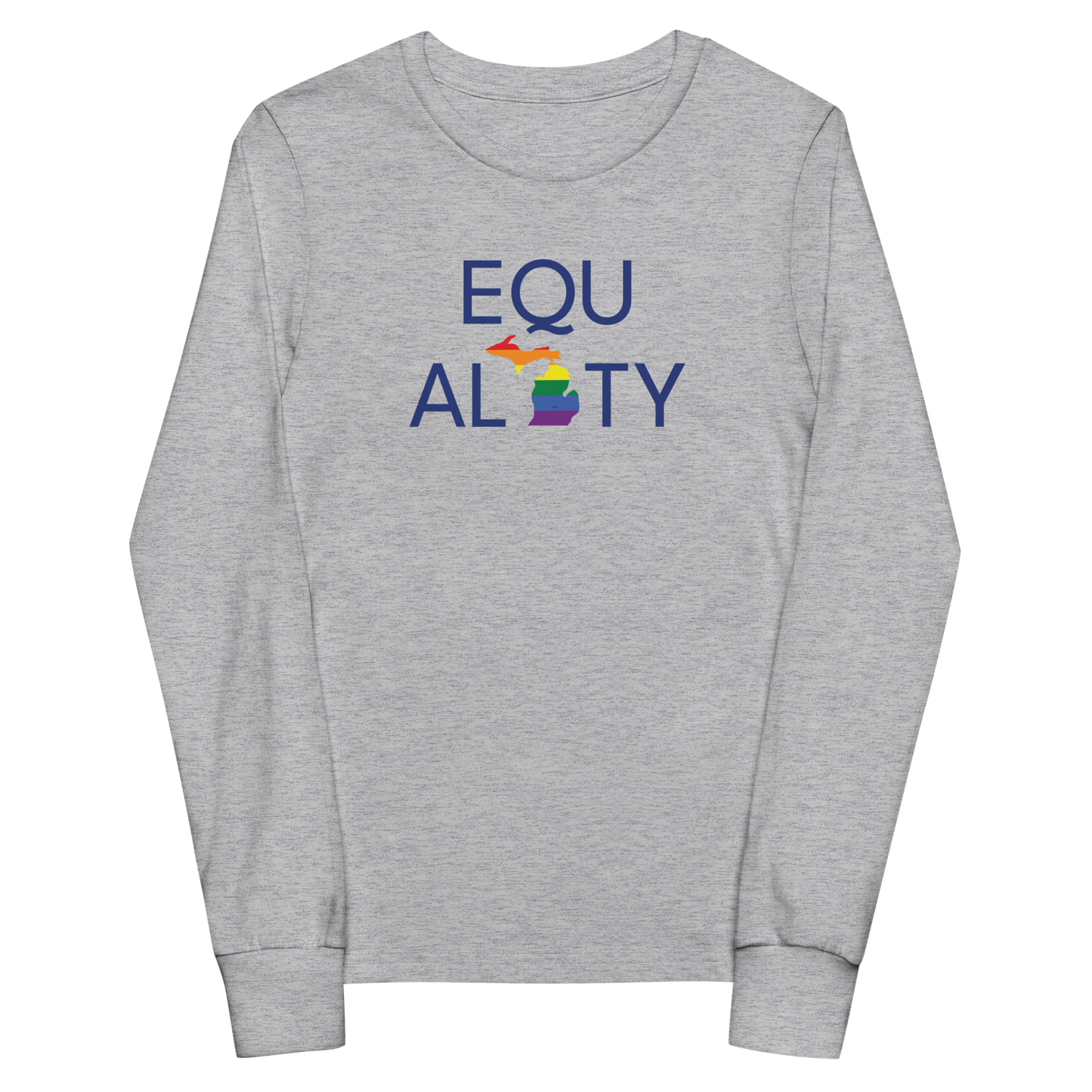 Michigan 'Equality' T-Shirt (LGBTQ Pride Colors) | Unisex Youth Long Sleeve