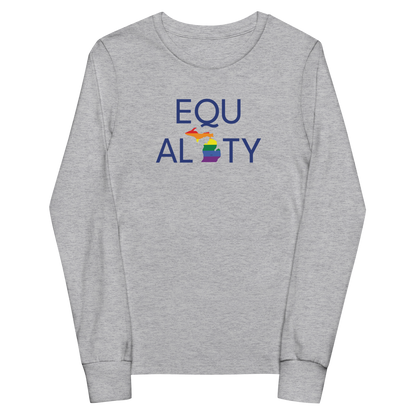 Michigan 'Equality' T-Shirt (LGBTQ Pride Colors) | Unisex Youth Long Sleeve