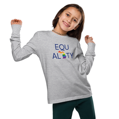 Michigan 'Equality' T-Shirt (LGBTQ Pride Colors) | Unisex Youth Long Sleeve