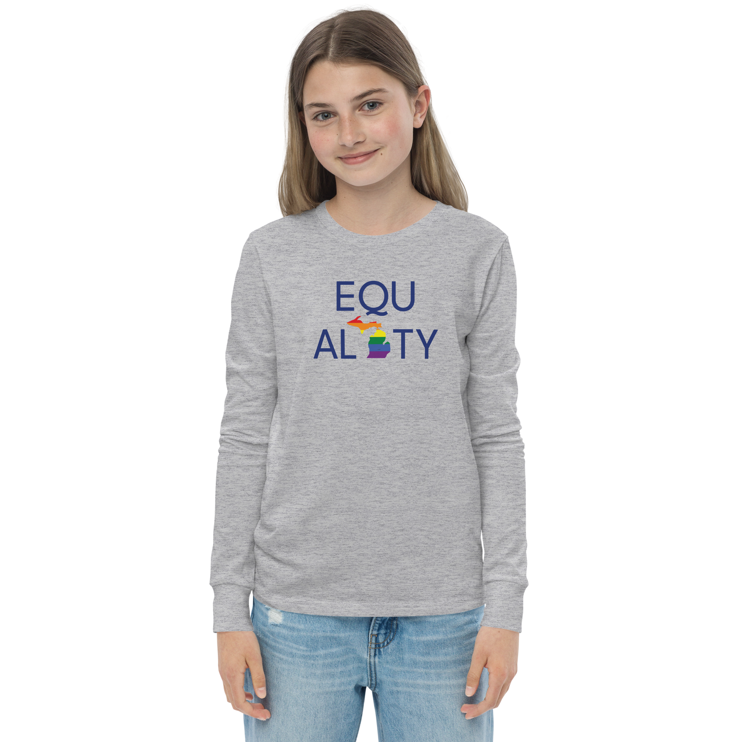 Michigan 'Equality' T-Shirt (LGBTQ Pride Colors) | Unisex Youth Long Sleeve