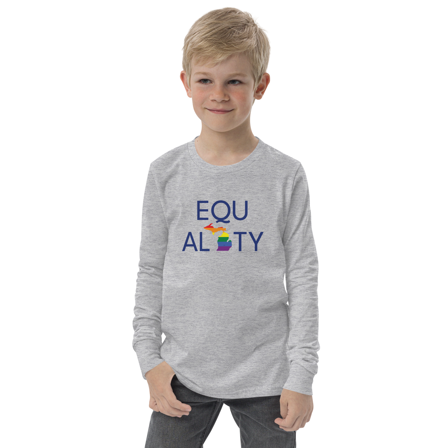 Michigan 'Equality' T-Shirt (LGBTQ Pride Colors) | Unisex Youth Long Sleeve