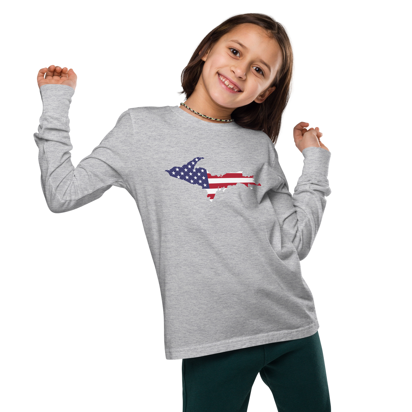 Michigan Upper Peninsula T-Shirt (w/ UP USA Long Sleeve) | Youth Long Sleeve