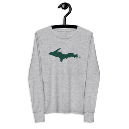 Michigan Upper Peninsula T-Shirt (w/ Green UP Outline) | Youth Long Sleeve