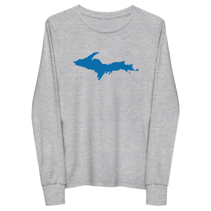 Michigan Upper Peninsula T-Shirt (w/ Azure UP Outline) | Youth Long Sleeve