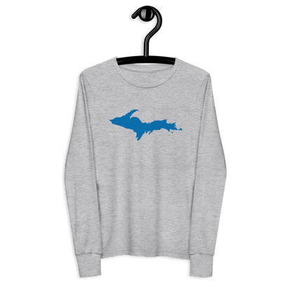 Michigan Upper Peninsula T-Shirt (w/ Azure UP Outline) | Youth Long Sleeve