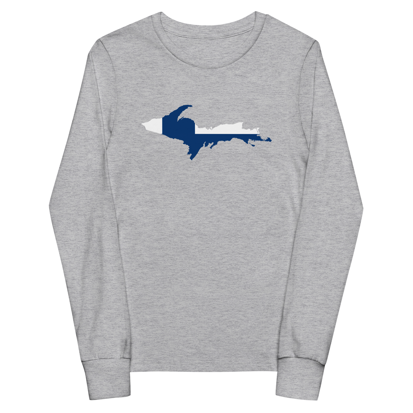 Michigan Upper Peninsula T-Shirt (w/ UP Finland Flag Outline) | Youth Long Sleeve