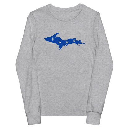 Michigan Upper Peninsula T-Shirt (w/ UP Quebec Flag Outline) | Youth Long Sleeve