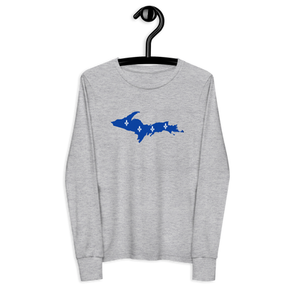 Michigan Upper Peninsula T-Shirt (w/ UP Quebec Flag Outline) | Youth Long Sleeve