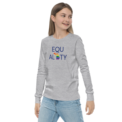 Michigan 'Equality' T-Shirt (LGBTQ Pride Colors) | Unisex Youth Long Sleeve