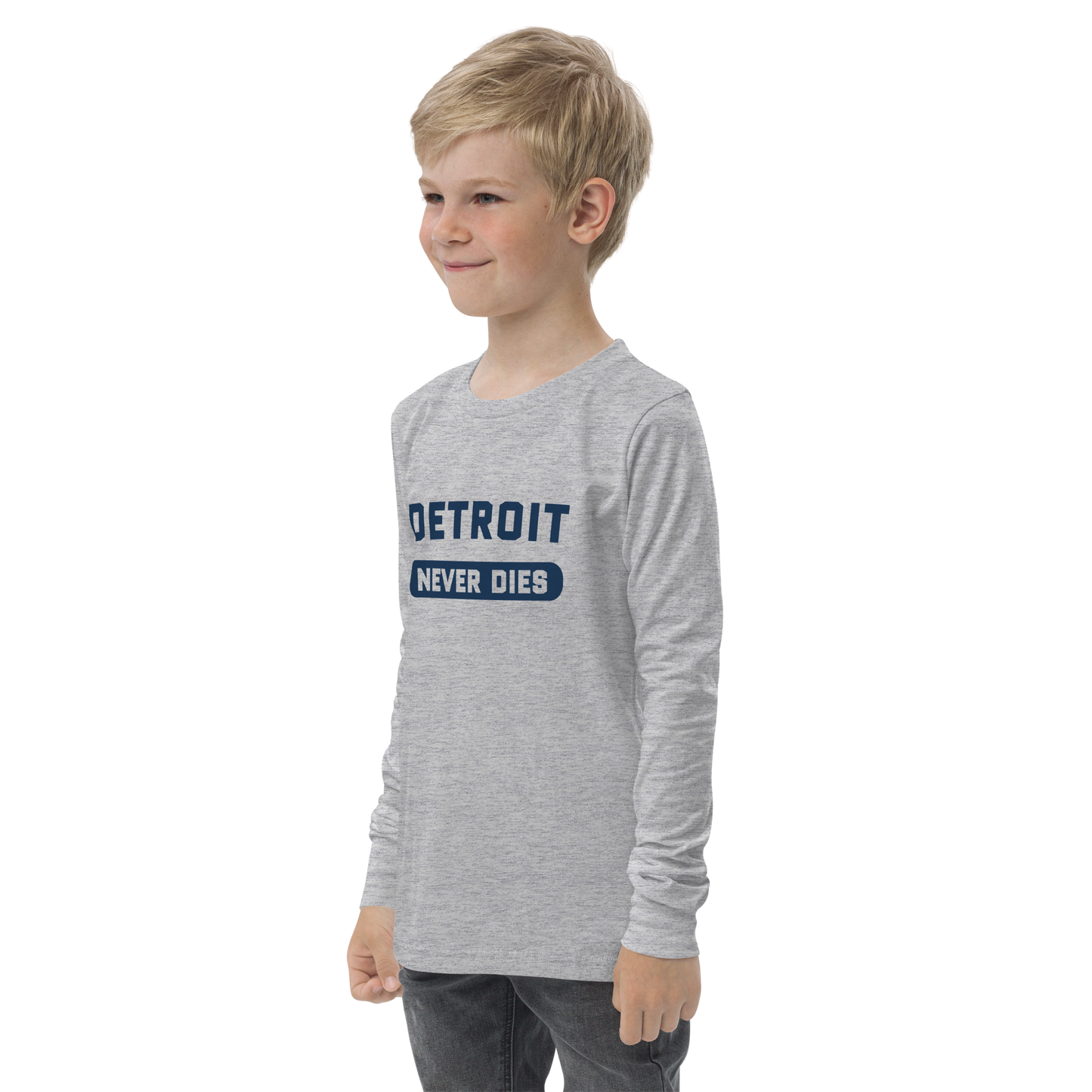 'Detroit Never Dies' T-Shirt | Unisex Youth Long Sleeve