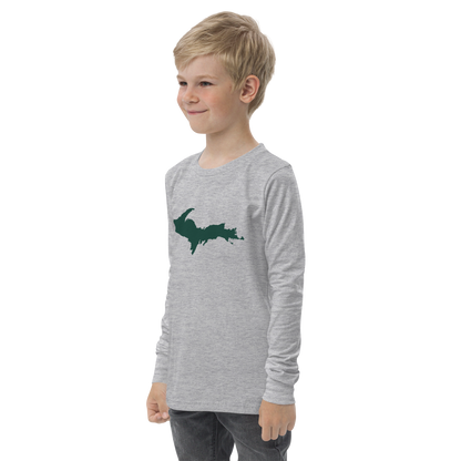 Michigan Upper Peninsula T-Shirt (w/ Green UP Outline) | Youth Long Sleeve