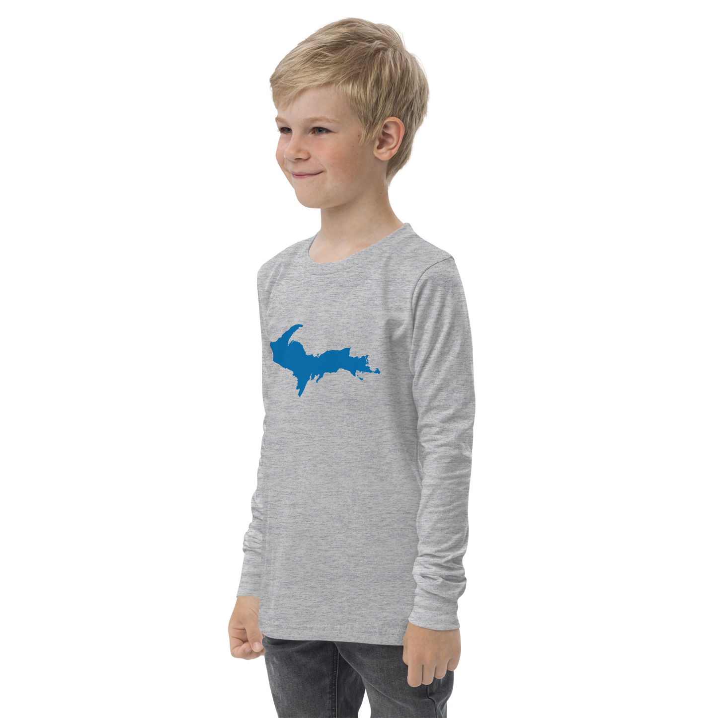 Michigan Upper Peninsula T-Shirt (w/ Azure UP Outline) | Youth Long Sleeve