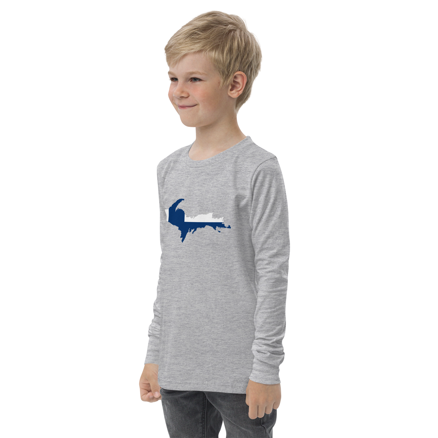 Michigan Upper Peninsula T-Shirt (w/ UP Finland Flag Outline) | Youth Long Sleeve