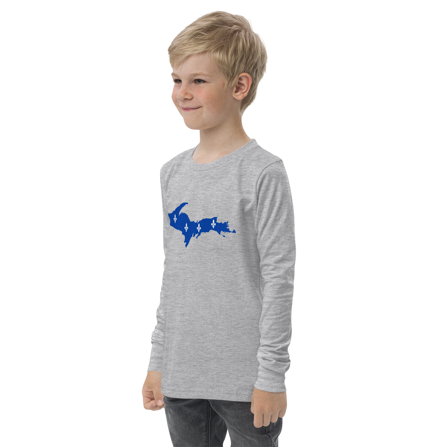 Michigan Upper Peninsula T-Shirt (w/ UP Quebec Flag Outline) | Youth Long Sleeve