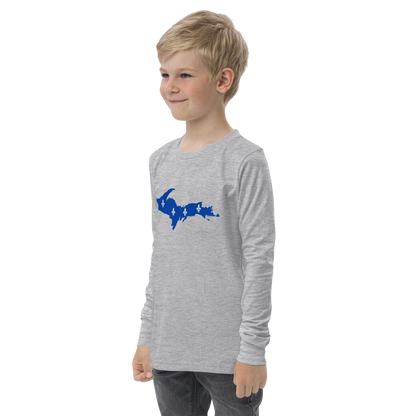 Michigan Upper Peninsula T-Shirt (w/ UP Quebec Flag Outline) | Youth Long Sleeve