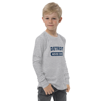 'Detroit Never Dies' T-Shirt | Unisex Youth Long Sleeve