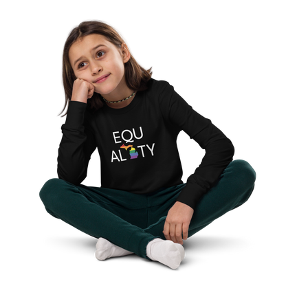 Michigan 'Equality' T-Shirt (LGBTQ Pride Colors) | Unisex Youth Long Sleeve