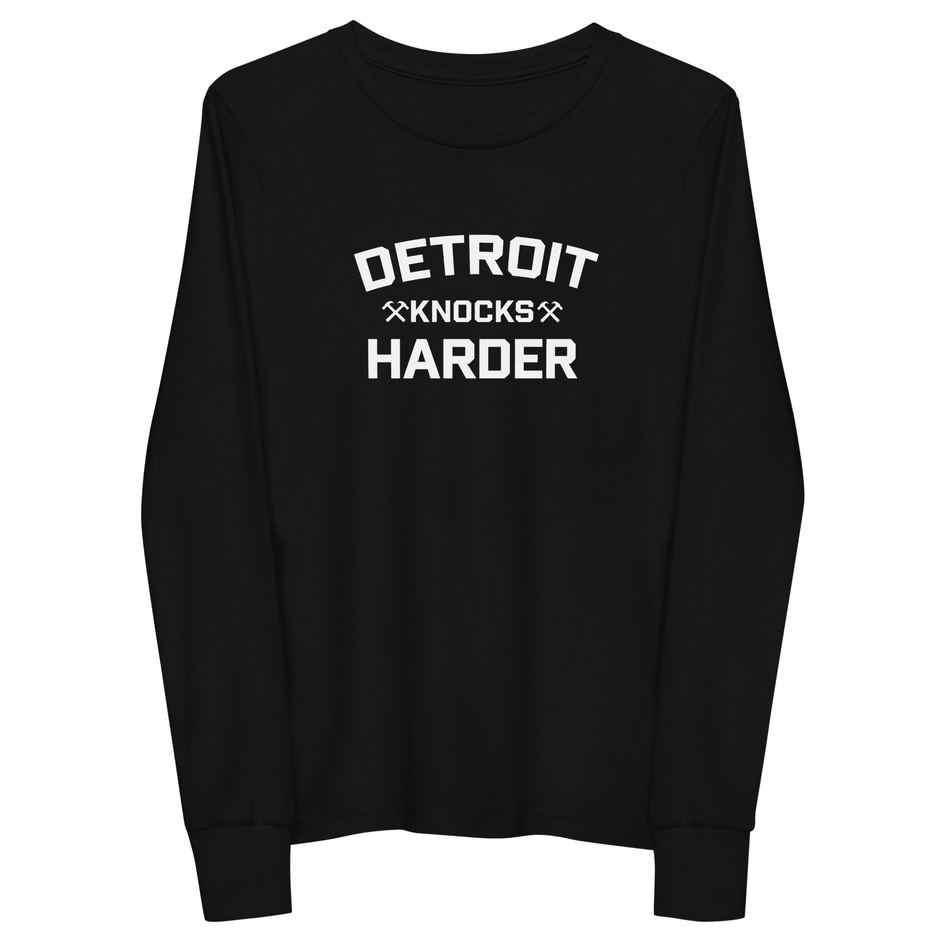 'Detroit Knocks Harder' T-Shirt | Unisex Youth Long Sleeve - Circumspice Michigan