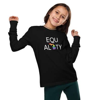 Michigan 'Equality' T-Shirt (LGBTQ Pride Colors) | Unisex Youth Long Sleeve