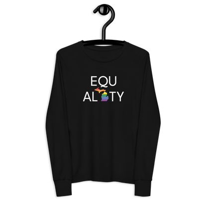 Michigan 'Equality' T-Shirt (LGBTQ Pride Colors) | Unisex Youth Long Sleeve