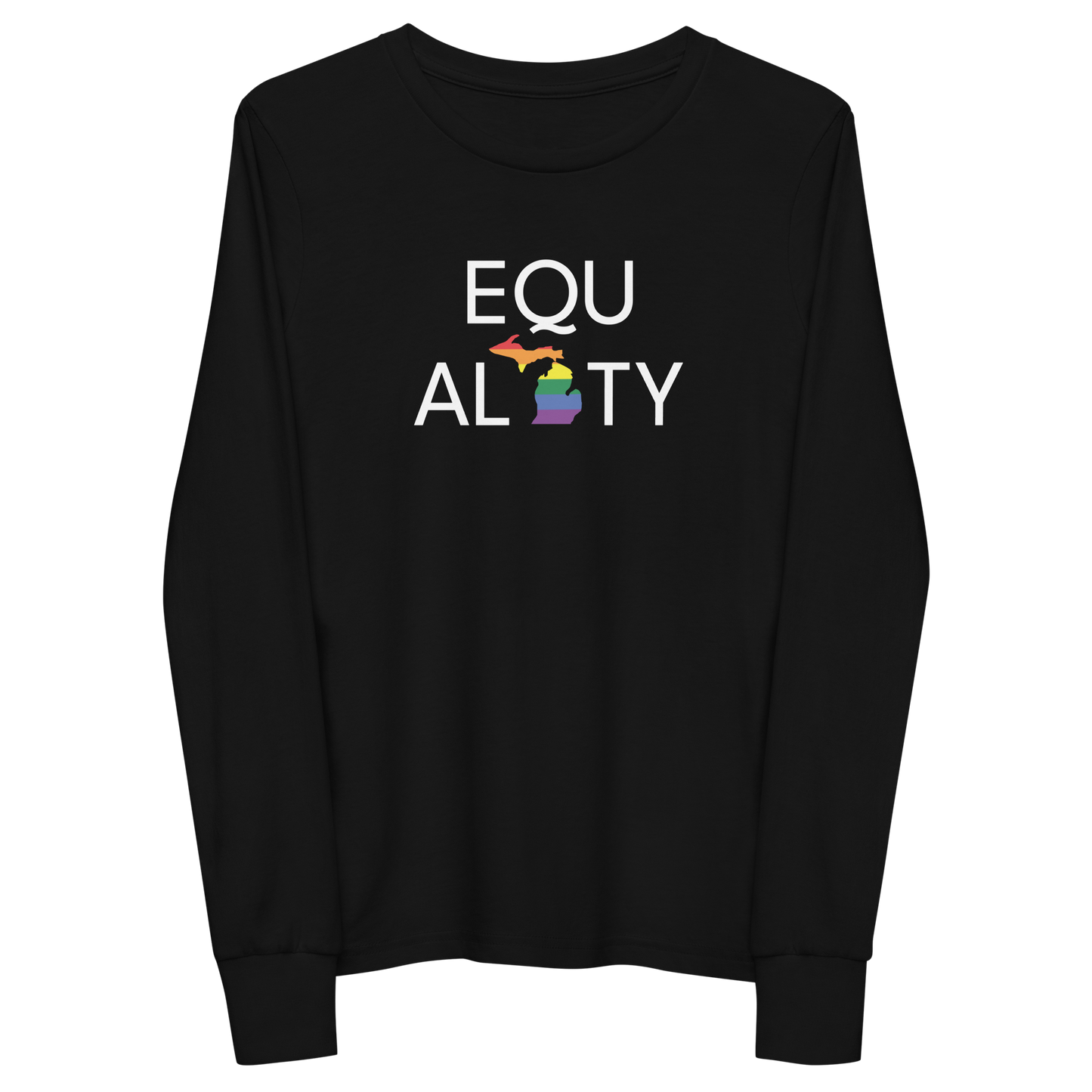 Michigan 'Equality' T-Shirt (LGBTQ Pride Colors) | Unisex Youth Long Sleeve