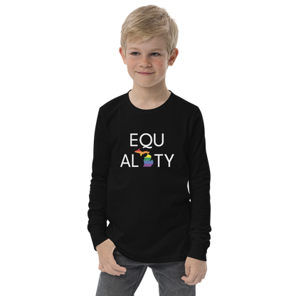 Michigan 'Equality' T-Shirt (LGBTQ Pride Colors) | Unisex Youth Long Sleeve