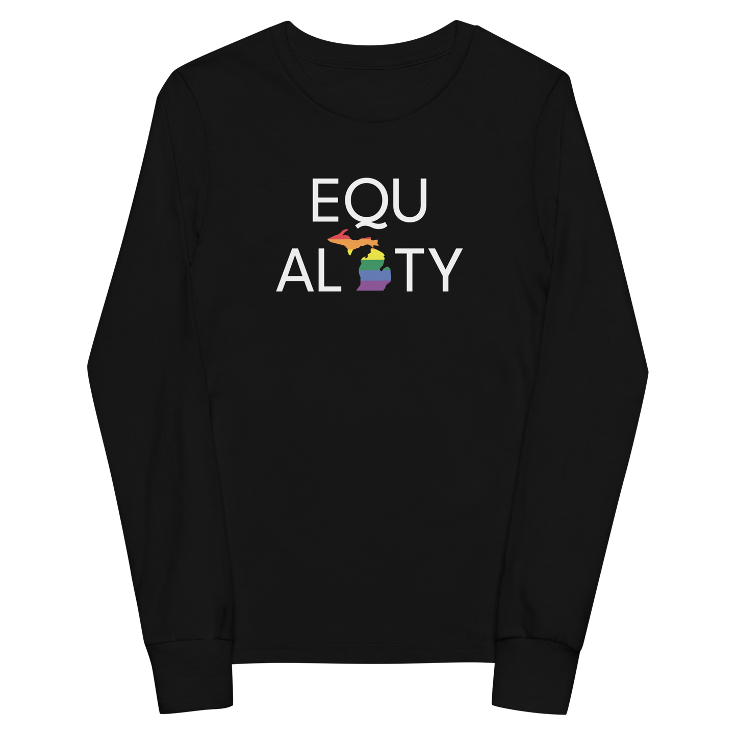 Michigan 'Equality' T-Shirt (LGBTQ Pride Colors) | Unisex Youth Long Sleeve