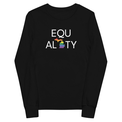 Michigan 'Equality' T-Shirt (LGBTQ Pride Colors) | Unisex Youth Long Sleeve