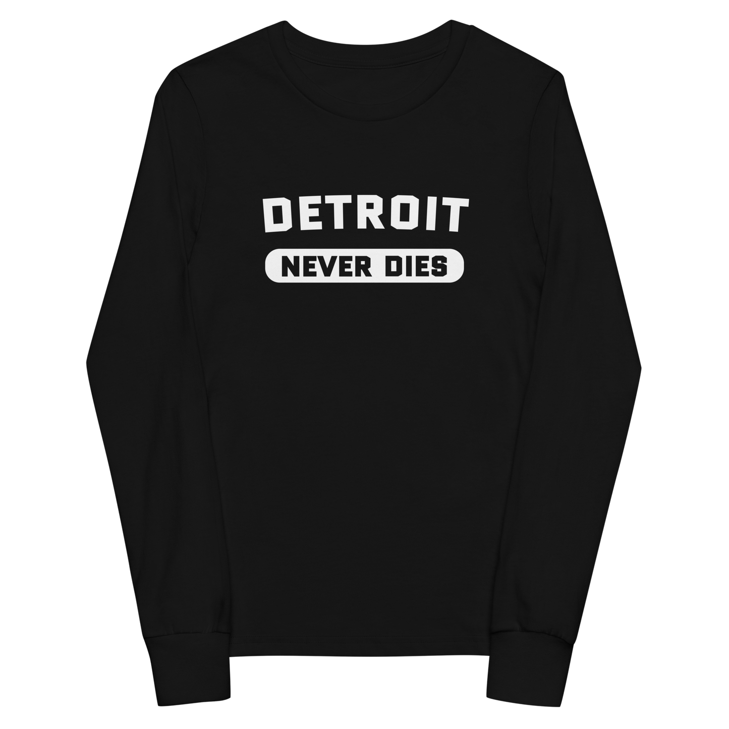 'Detroit Never Dies' T-Shirt | Unisex Youth Long Sleeve