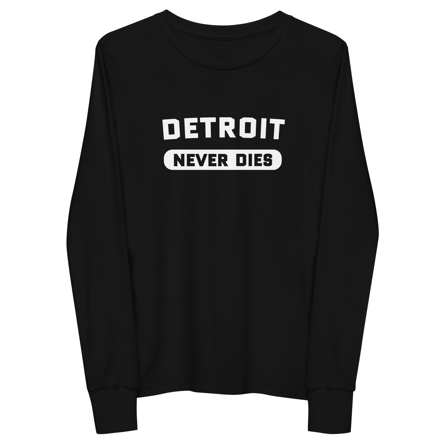 'Detroit Never Dies' T-Shirt | Unisex Youth Long Sleeve