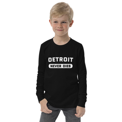 'Detroit Never Dies' T-Shirt | Unisex Youth Long Sleeve