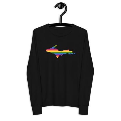 Michigan Upper Peninsula T-Shirt (w/ UP Pride Flag Outline) | Youth Long Sleeve