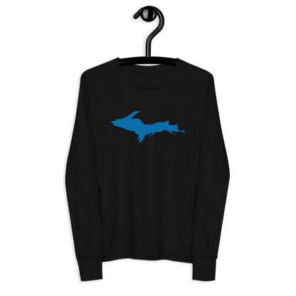 Michigan Upper Peninsula T-Shirt (w/ Azure UP Outline) | Youth Long Sleeve