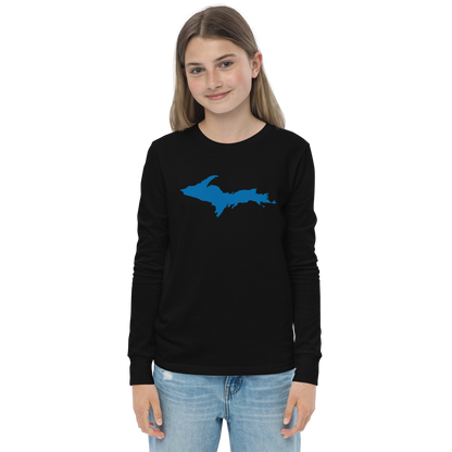 Michigan Upper Peninsula T-Shirt (w/ Azure UP Outline) | Youth Long Sleeve