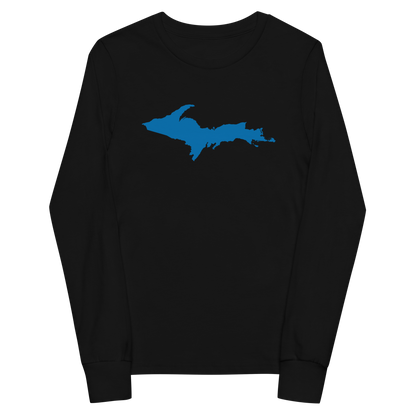 Michigan Upper Peninsula T-Shirt (w/ Azure UP Outline) | Youth Long Sleeve