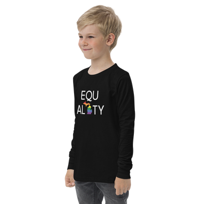 Michigan 'Equality' T-Shirt (LGBTQ Pride Colors) | Unisex Youth Long Sleeve