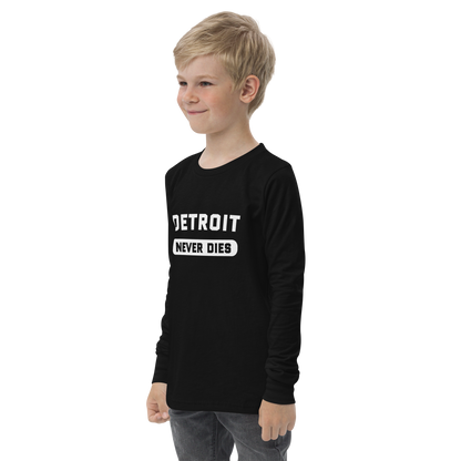 'Detroit Never Dies' T-Shirt | Unisex Youth Long Sleeve