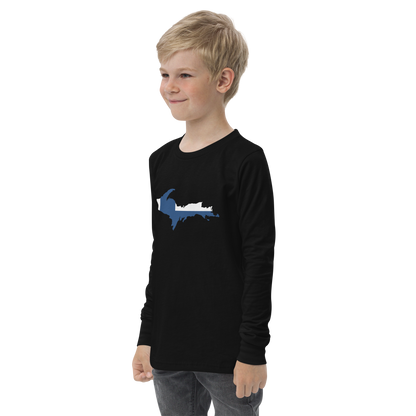 Michigan Upper Peninsula T-Shirt (w/ UP Finland Flag Outline) | Youth Long Sleeve