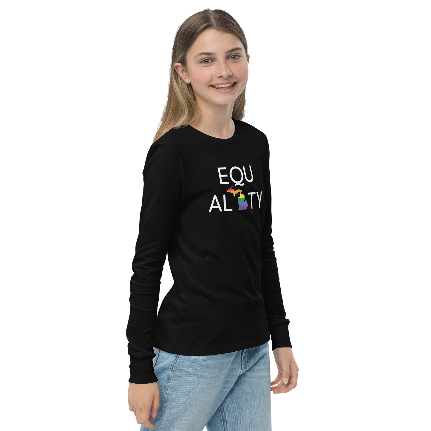 Michigan 'Equality' T-Shirt (LGBTQ Pride Colors) | Unisex Youth Long Sleeve