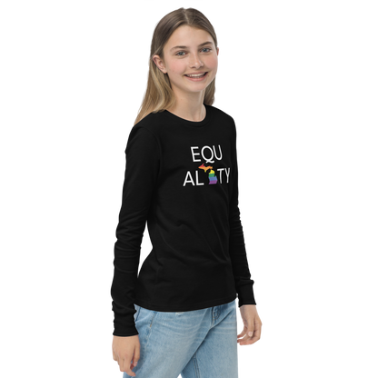 Michigan 'Equality' T-Shirt (LGBTQ Pride Colors) | Unisex Youth Long Sleeve