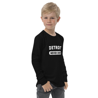 'Detroit Never Dies' T-Shirt | Unisex Youth Long Sleeve