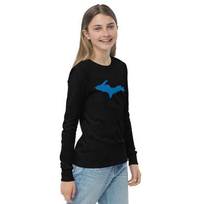 Michigan Upper Peninsula T-Shirt (w/ Azure UP Outline) | Youth Long Sleeve