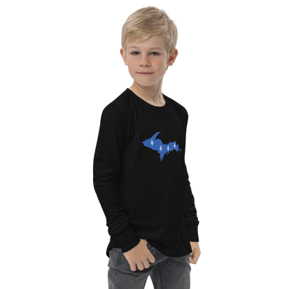 Michigan Upper Peninsula T-Shirt (w/ UP Quebec Flag Outline) | Youth Long Sleeve